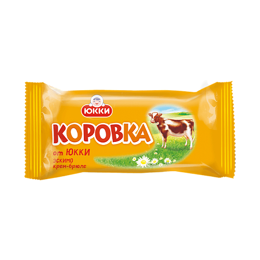 "KOROVKA OT YUKKI" Cream ice cream creme brulee in fat caramel glaze with wafer crumbs, eskimo 75 g